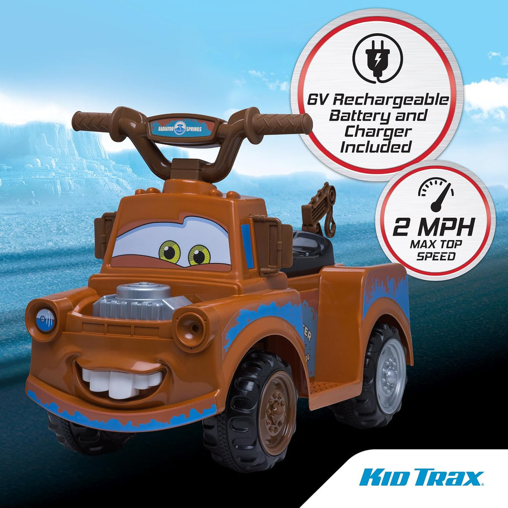 Toddler Disney Cars 3 Tow-Mater Electric Quad Ride-On, Kids 1.5-3 Years Old, 6 Volt Battery and Charger Included, Max