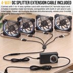 BEMAVEN 3-12V PC Fan Speed Controller with 4-Way Splitter