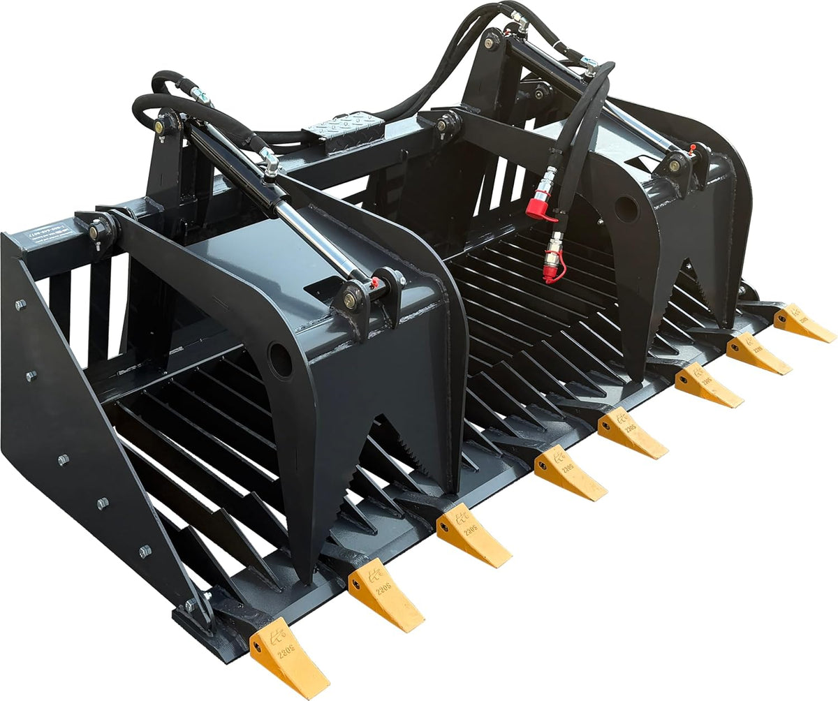 72" Rock Grapple Bucket Skid Steer Attachment, Rated at 4000 PSI Fits for Bobcat for CAT for Kubota for John Deere