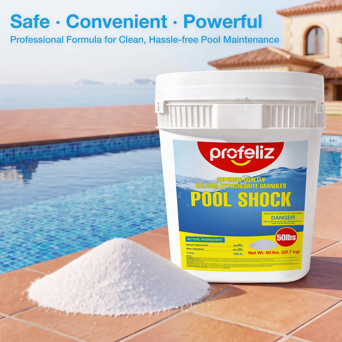 Pool Shock,Prevents Algae & Bacteria,Swimming Pool Chemical,50lb