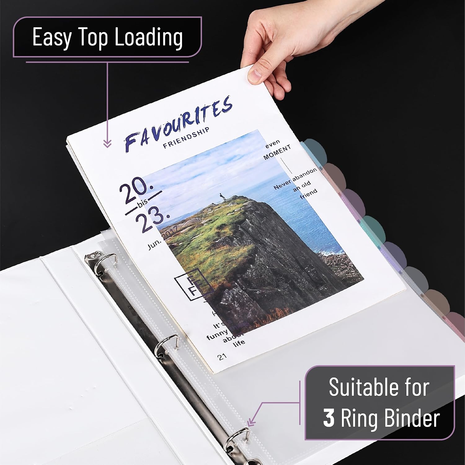 Clear Sheet Protectors with Tabs, 8.5x11 Inches, 8 Tabs, 6 Sets | Durable Clear Plastic Dividers for 3 Ring Binders