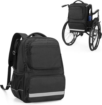 Wheelchair Backpack, Wheelchair Bag for Back of Chair, Wheel Chair Basket to Hang on Back with Thermal Insulation