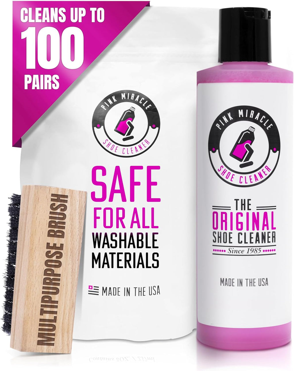 Shoe Cleaner Kit with Bottle and Brush For Fabric Cleaner For Leather, Whites, Suede and Nubuck Sneakers