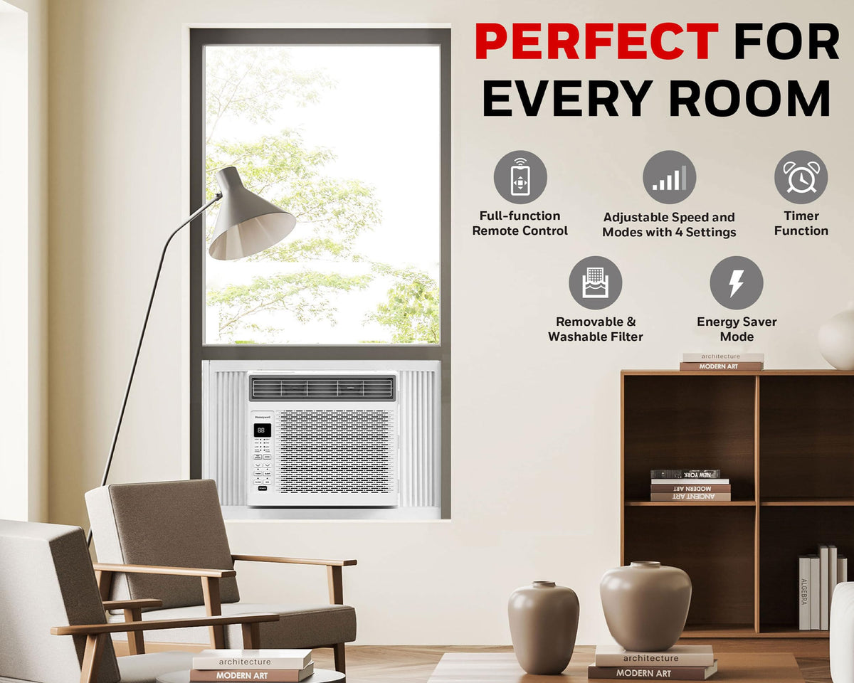 6,000 BTU Digital Window Air Conditioner, Remote, 4 Modes, Eco, 250 sq ft Coverage