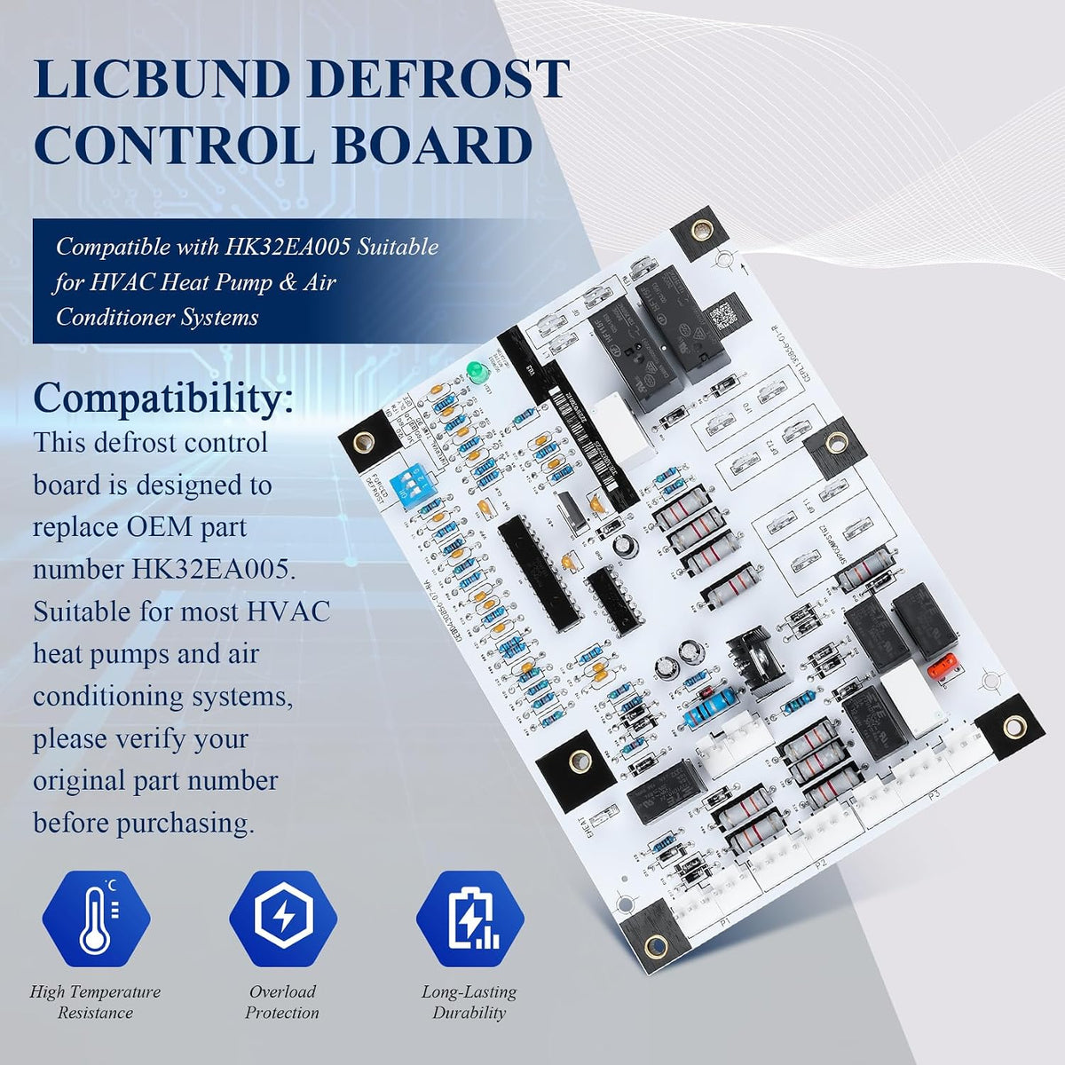 HK32EA005 Defrost Control Board Compatible with HK32-EA005 Suitable for HVAC Heat Pump & Air Conditioner Systems