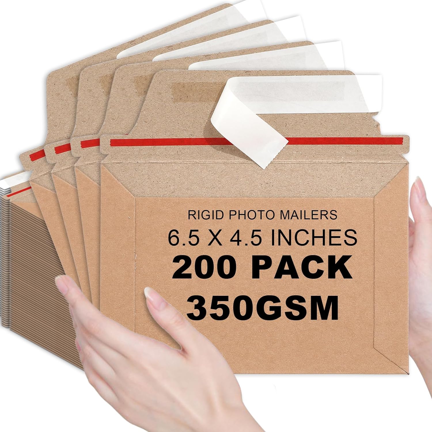 200 Pcs 6.5 x 4.5 Rigid Mailers with Self Seal Envelopes Stay Flat Photo Mailers Sports Cards Rigid Envelopes for