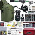 Fishing Kits for Adult,Fishing Pole and Reel Combo, OpenSide Fishing Sling Tackle Storage Bag with 3 Tackle