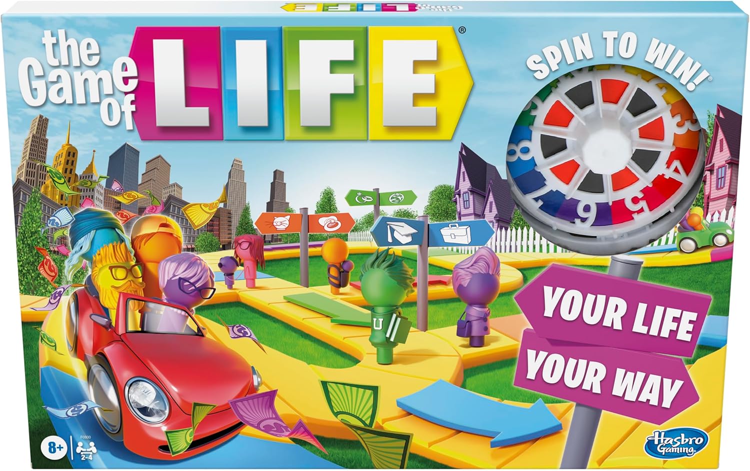 The Game of Life Board Game, Family Games for Kids Ages 8 and Up, Pegs Come in 6 Colors, Family Board Games for 2 to