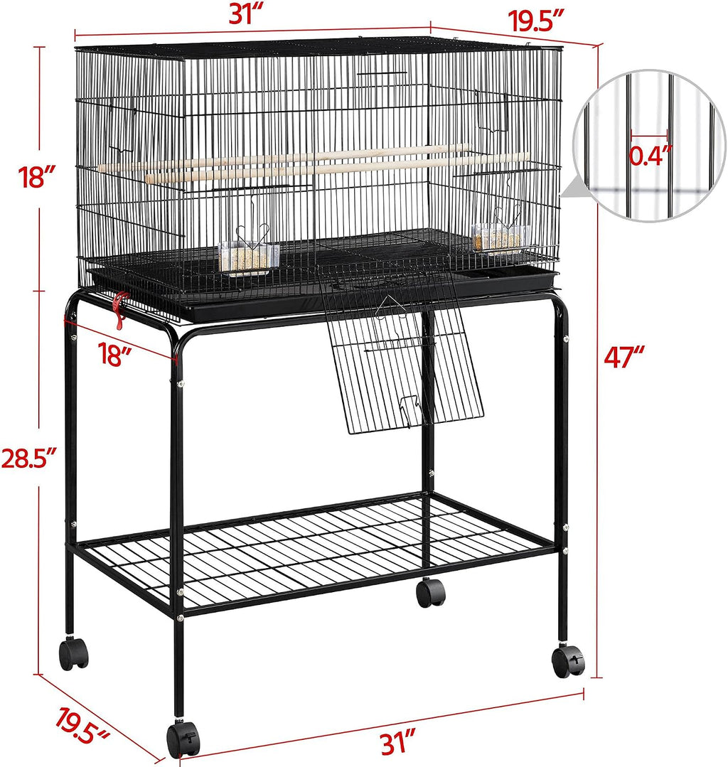 47-inch Rolling Breeding Flight Bird Cages for Parakeets Budgies Finches Cockatiels Conures Lovebirds Canaries