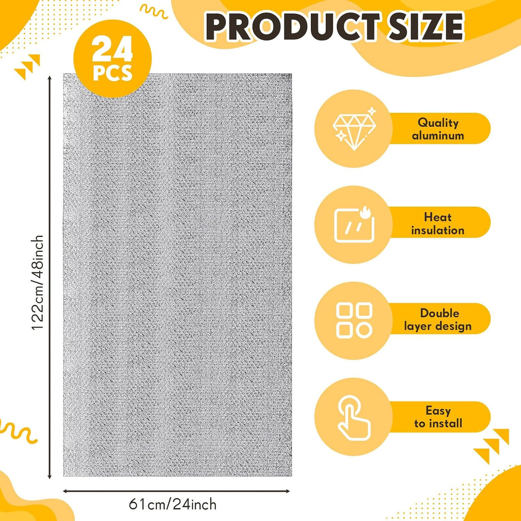 24 Pcs Garage Door Insulation Panels Kits Double Bubble Reflective Aluminum Foil Radiant Barrier Thermal Insulation