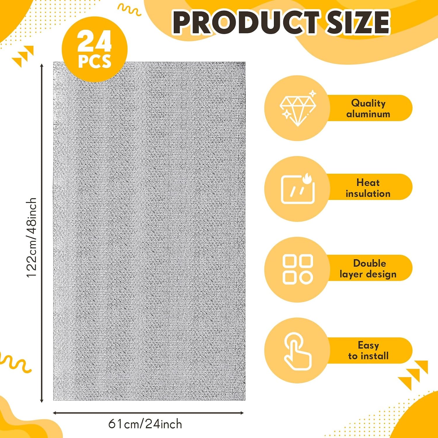 24 Pcs Garage Door Insulation Panels Kits Double Bubble Reflective Aluminum Foil Radiant Barrier Thermal Insulation