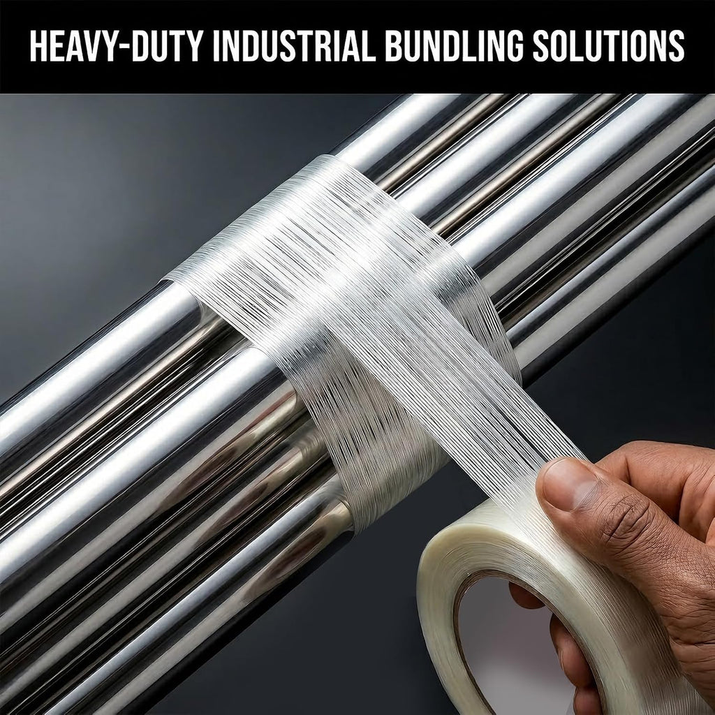 Strapping Tape 2 Inch x 35 Yards 1 Rolls, Heavy Duty Tape for Cargo, Clear Packing Tape Reinforced with Mono