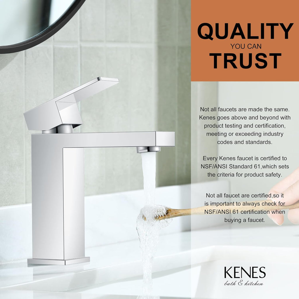 Chrome Bathroom Faucet Single Hole, Single Handle Vanity Sink Faucet