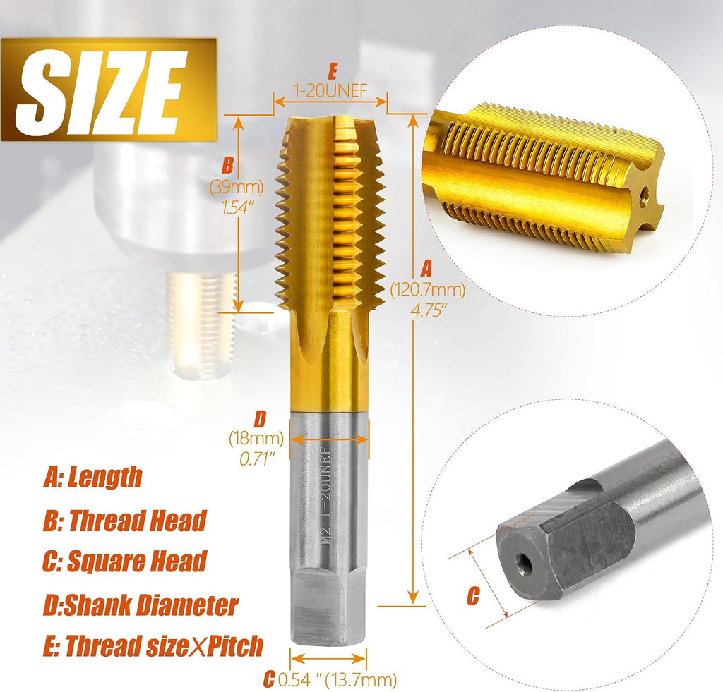 1"-20 UNEF Thread Tap for Metal,1"-20 UNEF M2 HSS Thread Milling Tap