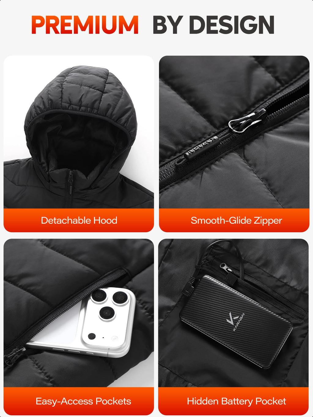 Men's Heated Jacket with Battery Pack, Electric Heating Coat