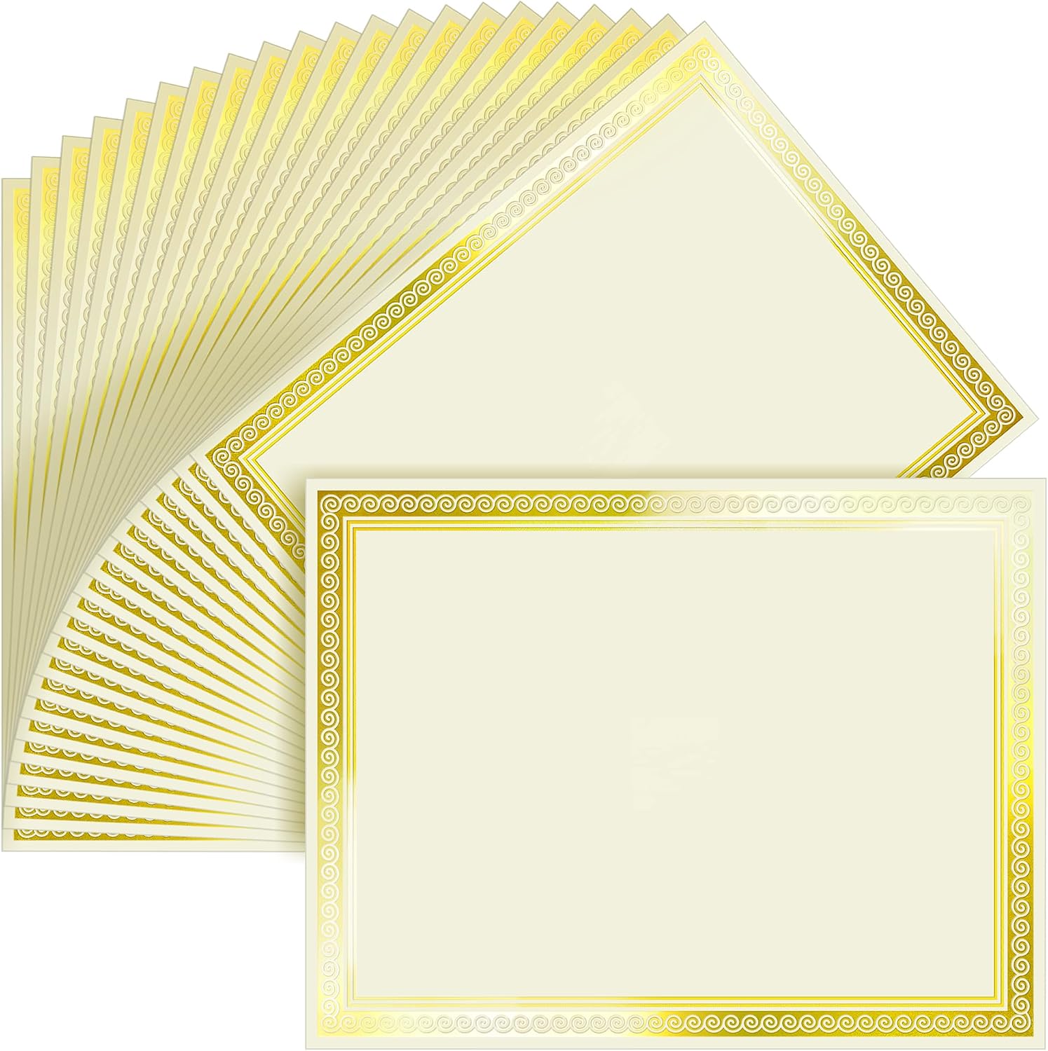 50 Sheets Certificate Papers - Blank Gold Foil Border, 8.5x11 for Diploma, Certificates, Participation Awards
