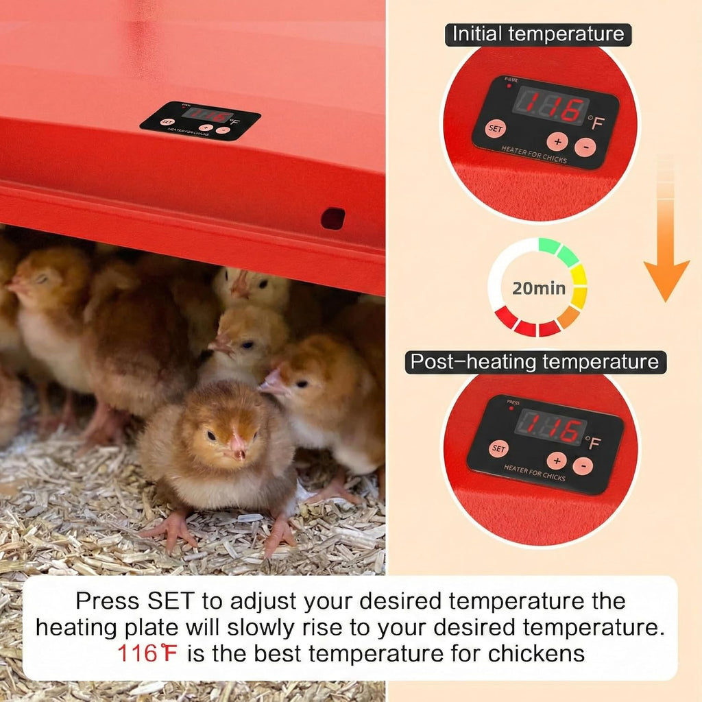 10"x10" Chick Brooder Heating Plate, Fire-Safe Adjustable Poultry Heater for Chicks & Ducklings