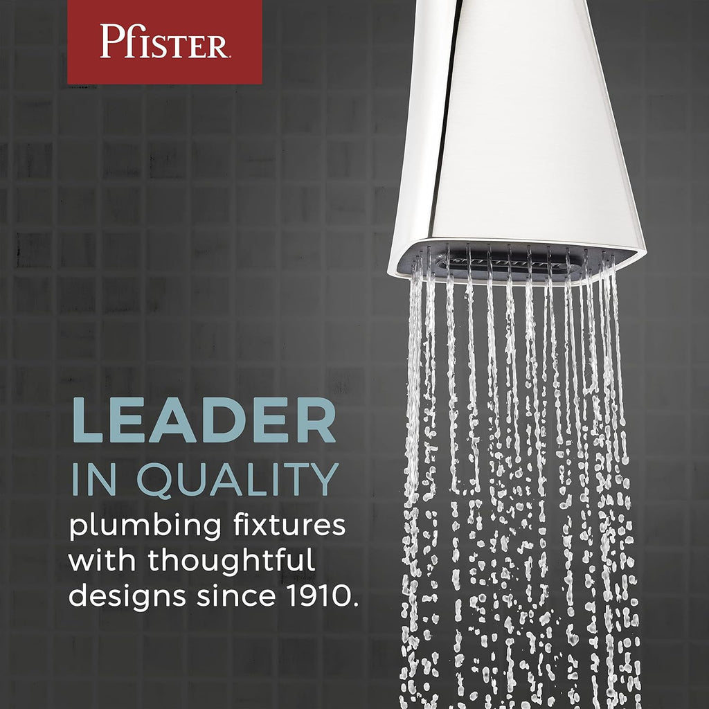 Pfister 3 Handle Tub and Shower Faucet Trim Kit Chrome Finish with White Porcelain Handles 2.5 GPM Flow Rate 5-Hole Installation Valve Sold Separately LG01-8CPC