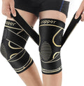 Copper Knee Braces with Strap for Knee Pain Women and Men(2 Pack), Knee Compression Sleeve for Arthritis, ACL