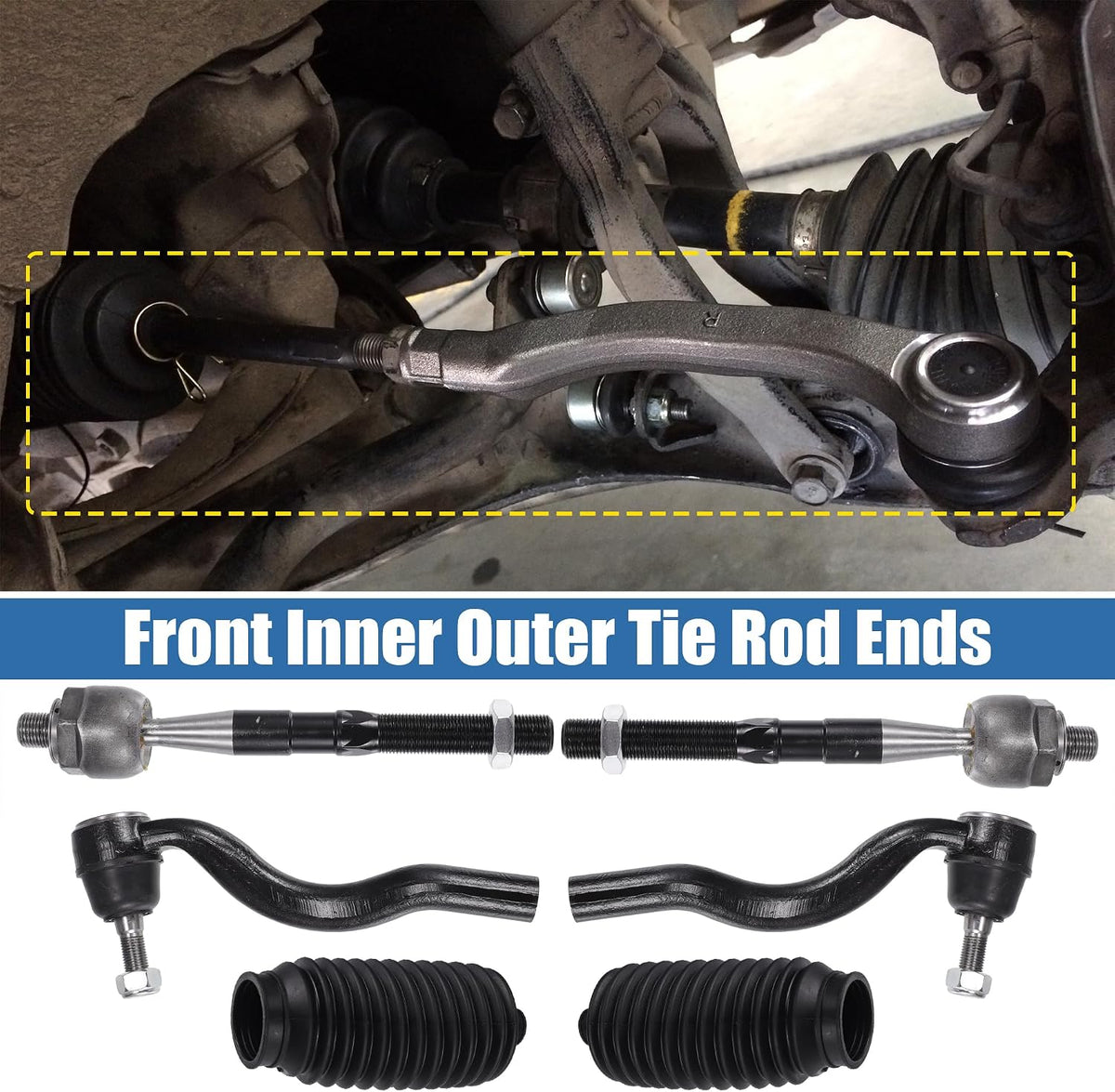 X AUTOHAUX 6pcs Front Inner Outer Tie Rod Ends Kit Suspension Steering Tie Rod End for Dodge Durango 2011-2015 for Jeep Grand Cherokee 2011-2015 Drag Link No.ES800972/ES800973/EV800987