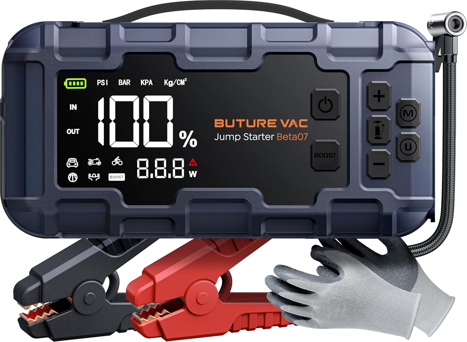 Portable 10-in-1 Car Battery Jump Starter with Air Compressor 8000A 160PSI 45W Charger, Jump Starter Jump Box (All