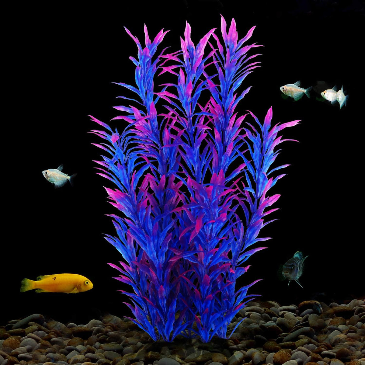 Fish Tank Plants, 10 Pack Artificial Aquarium Plants for Decorations (Blue)