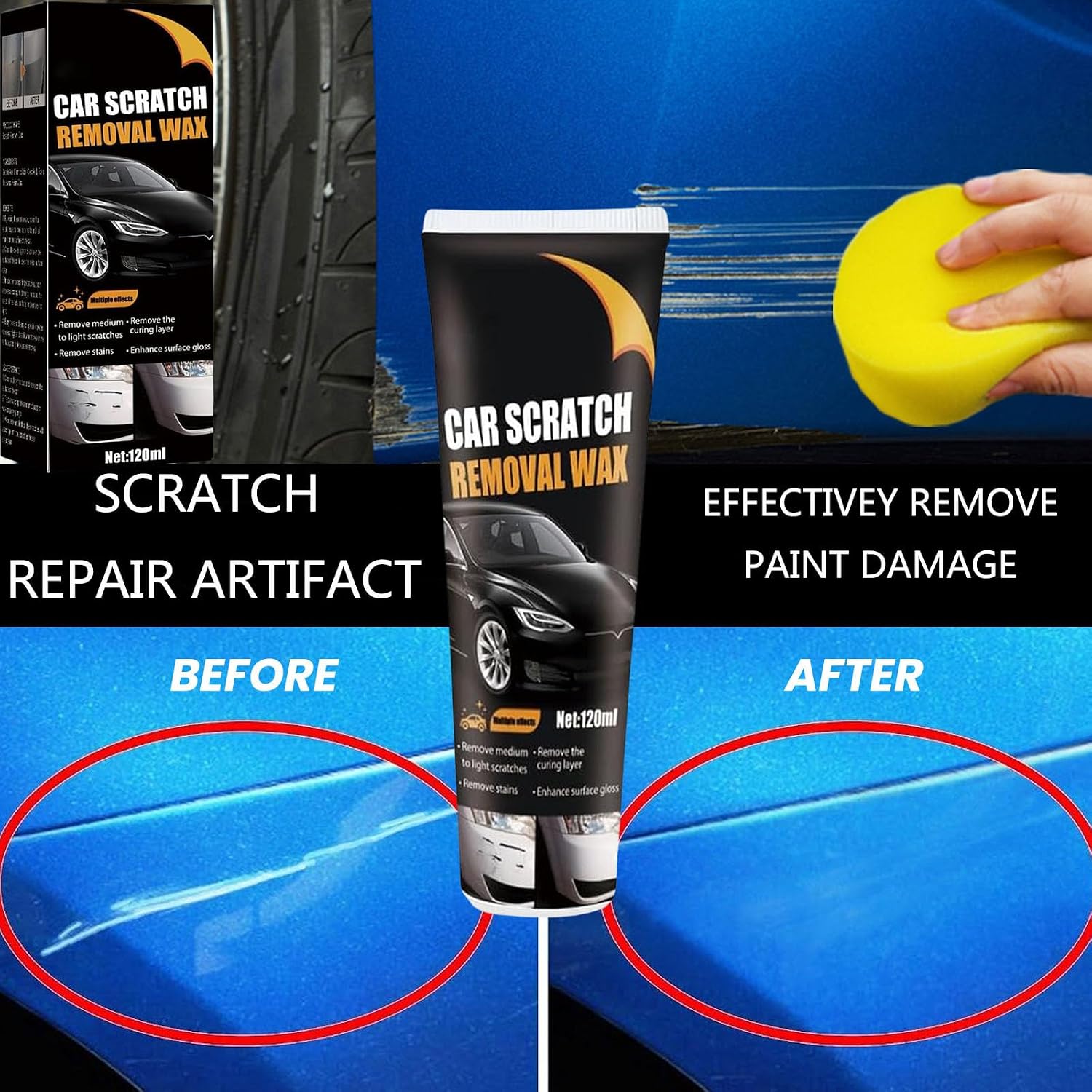 【2Packs】 Scratch Remover for Vehicles Car Scratch Remover Paste New Upgrade for Deep Scratches with Wipe & car Polish