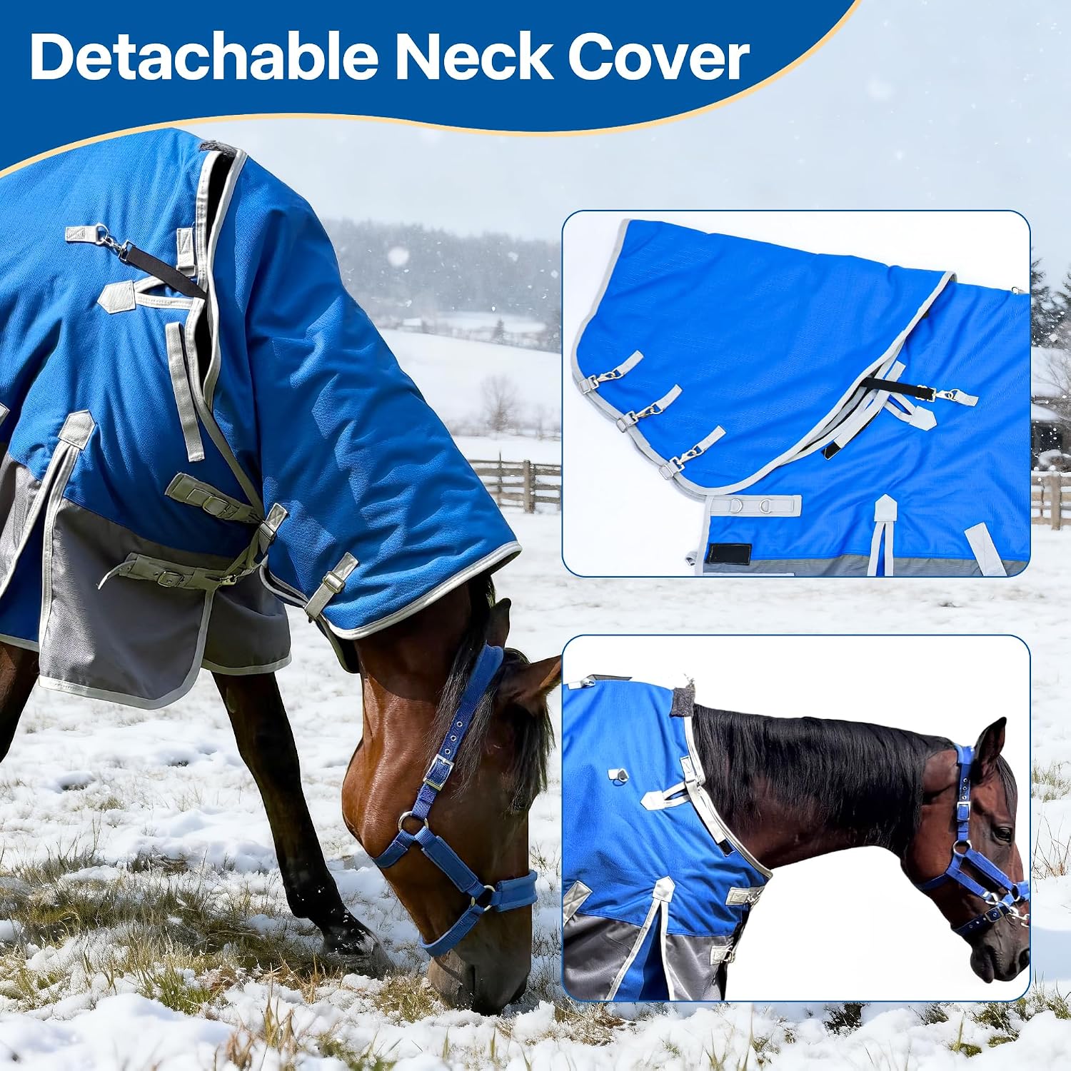 Horse Blankets for Real Horses Winter Horse Turnout Blanket Waterproof 1200D 260g Medium Weight Horse Blanket with