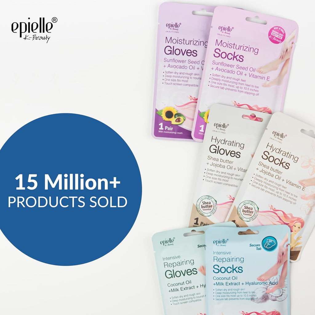 Intensive Repairing Hand Mask 6 Pairs, Soften with Coconut Oil & Milk Extract, Deep Moisturizing Gloves for Dry