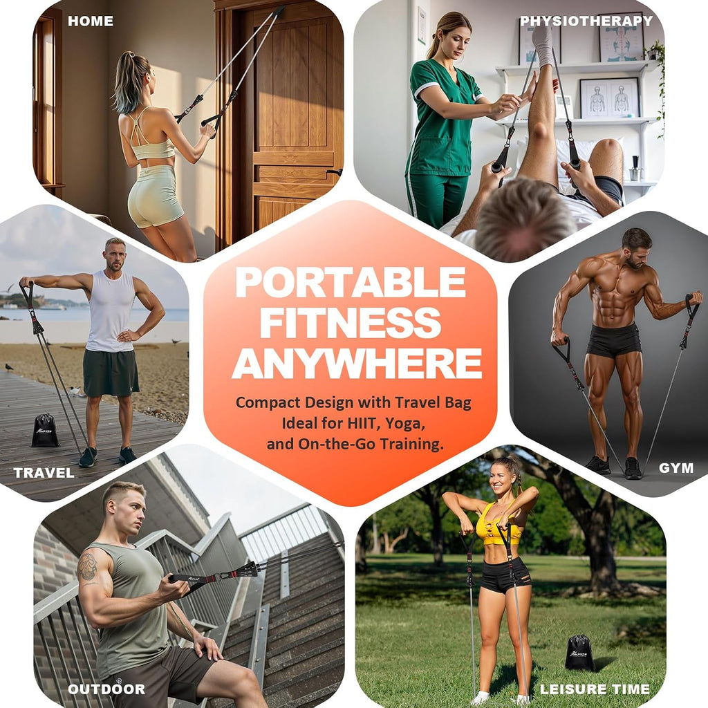 Resistance Bands, Exercise Bands with Handles, Fitness Bands, Workout Bands with Door Anchor and Ankle Straps