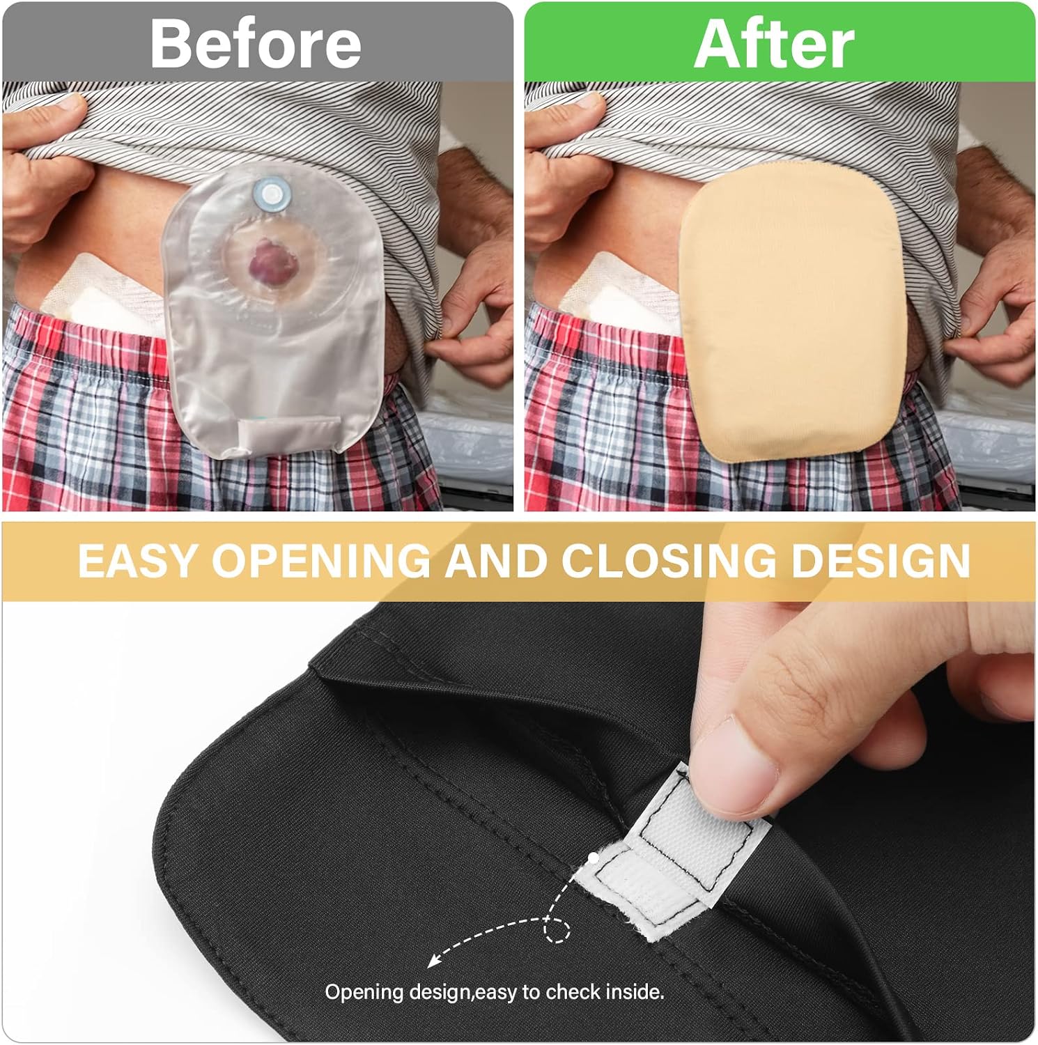 8pcs Ostomy Bag Cover Colostomy Pouch Cover Lightweight Odor Control Stretchy Bag Washable Pouch Liner for Women Men