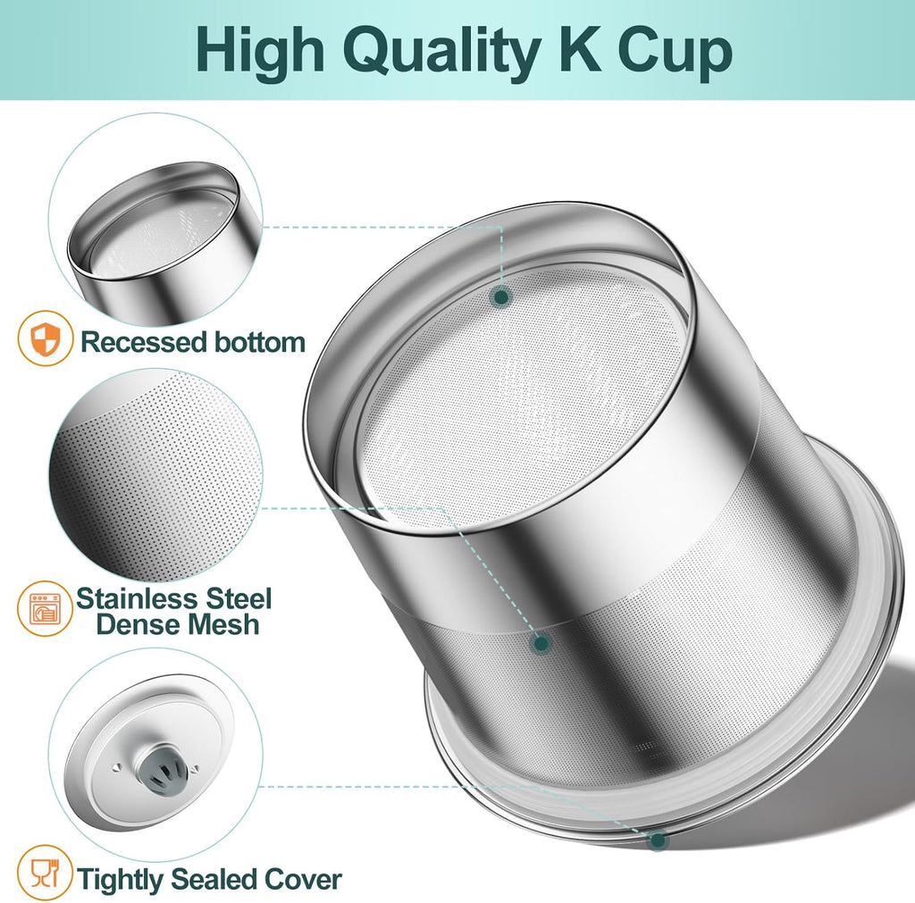 K Cup Reusable Coffee Pods, Stainless Steel Reusable K Cups Compatible with Keurig 1.0 & 2.0 Coffee Machines Brewers