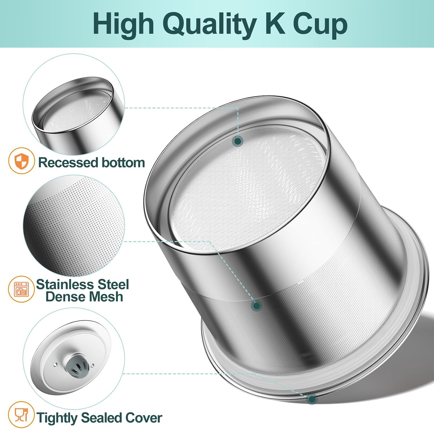 K Cup Reusable Coffee Pods, Stainless Steel Reusable K Cups Compatible with Keurig 1.0 & 2.0 Coffee Machines Brewers