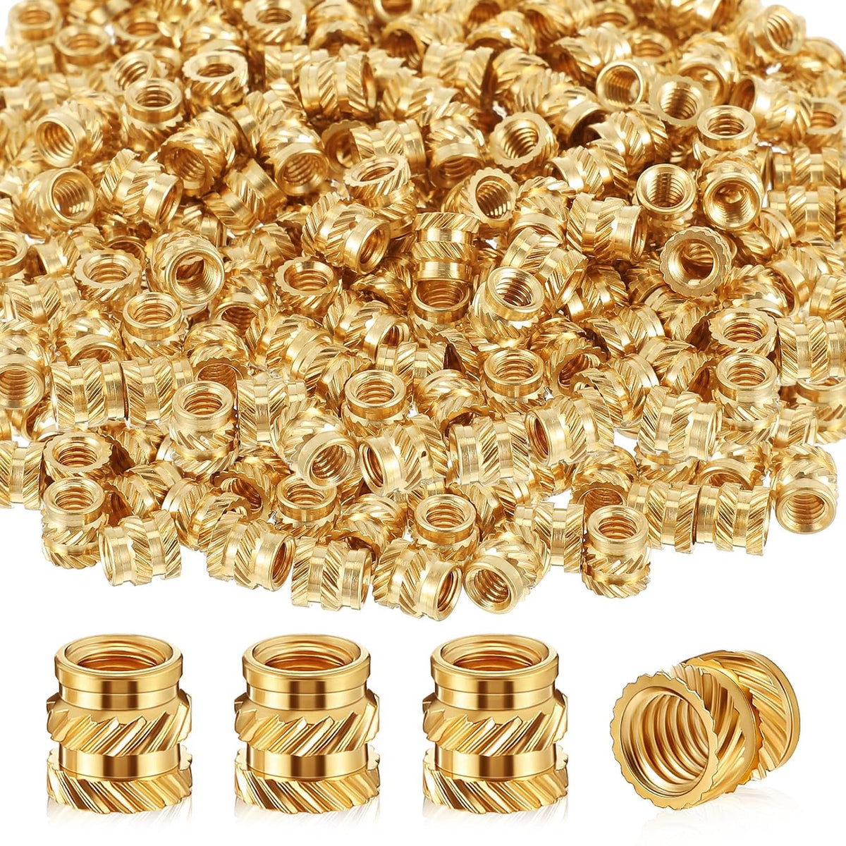 Yaocom 300 Pcs M4 Threaded Inserts M4 x D6 x L6 Heat Set Inserts