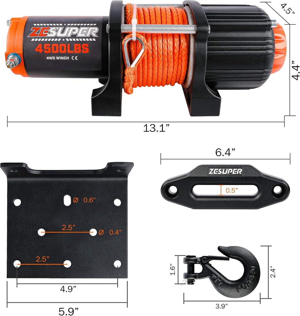 4500 lb Electric Winch 12V Waterproof IP67 for ATV UTV Boat Trailer