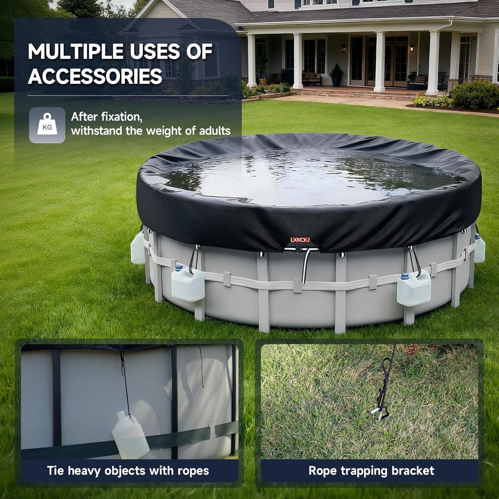 12 Ft Round Pool Cover, Solar Pool Covers for Above Ground Pools, Summer Pool Cover Protector with Cover Accessories
