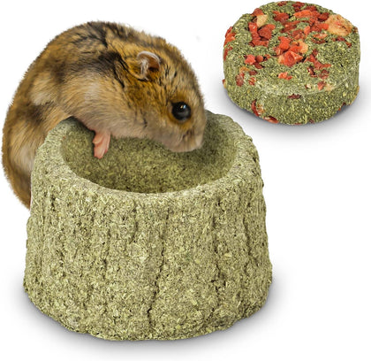 100% Edible Premium Timothy Hay Chew A Bowl for Rabbits, Chinchilla Treats, Chew Toys for Teeth Guinea Pigs and Mice
