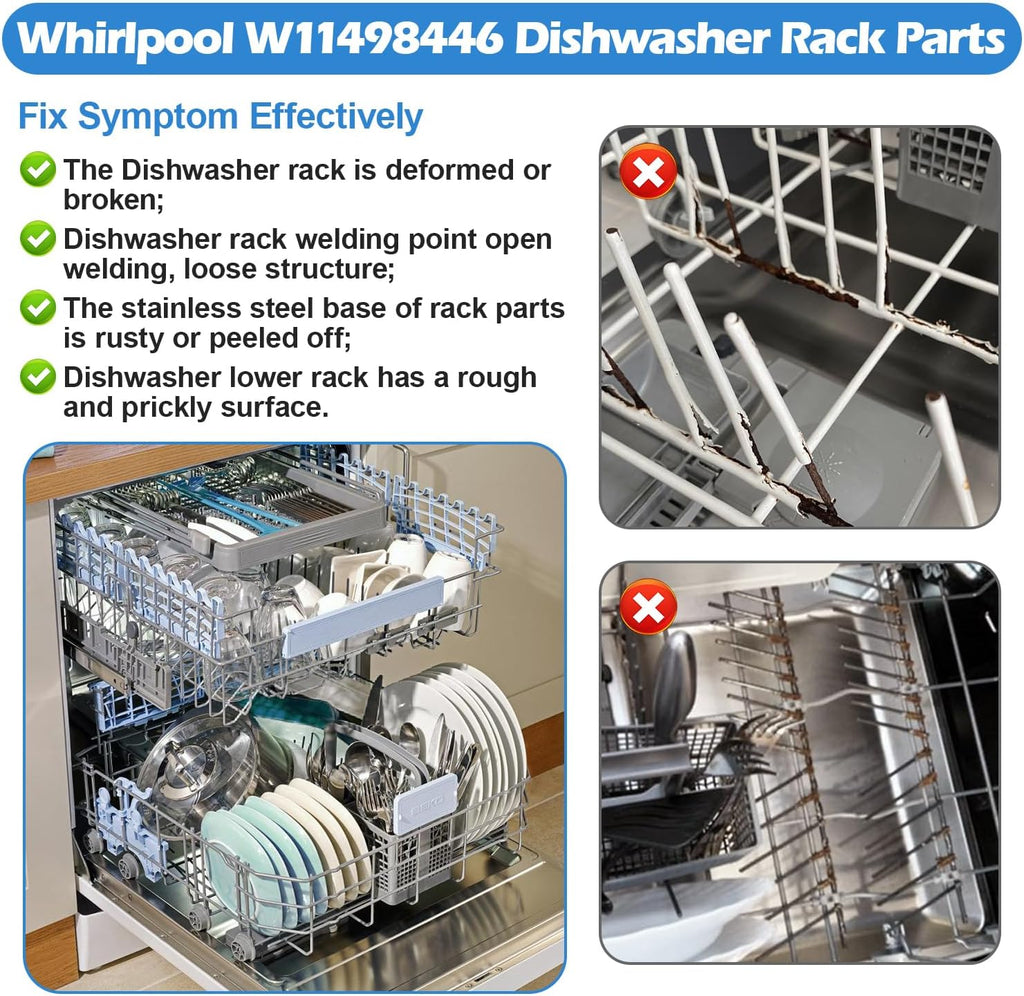 W11498446 Dishwasher Lower Rack for Whirlpool Dishwasher Rack Replacement