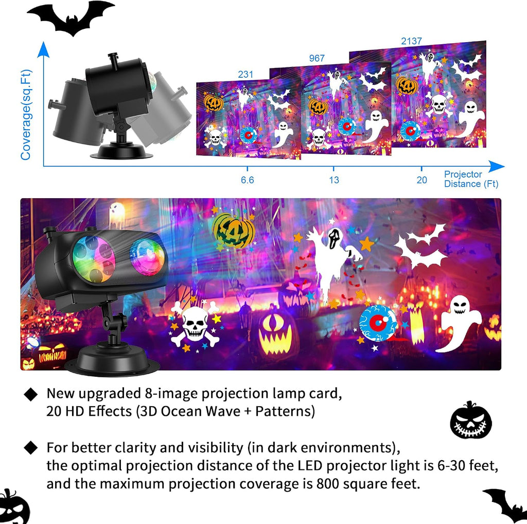 2026 Upgrade Halloween Christmas Projector Lights Decorations, COOLWUFAN Outdoor Indoor Holiday Projector Lights with
