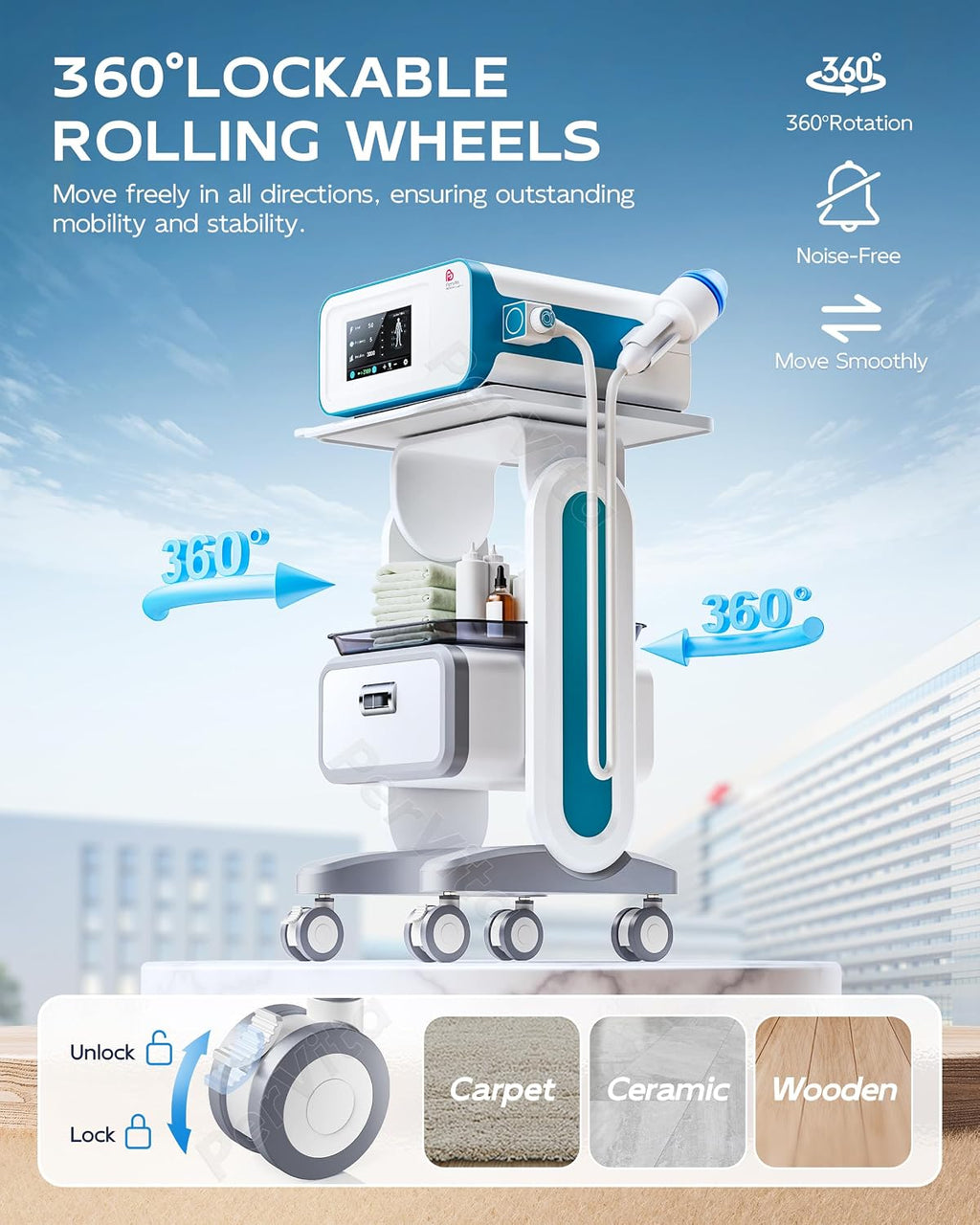 Professional Medical Trolley Cart with Wheels Mobile Ultrasound Cart Beauty Storage Utility Cart Rolling Cart with
