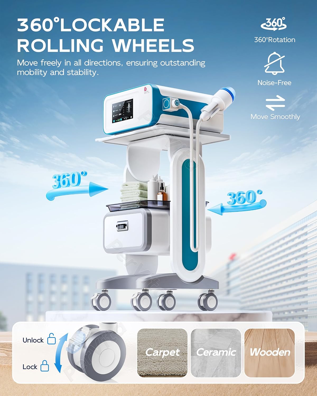 Professional Medical Trolley Cart with Wheels Mobile Ultrasound Cart Beauty Storage Utility Cart Rolling Cart with