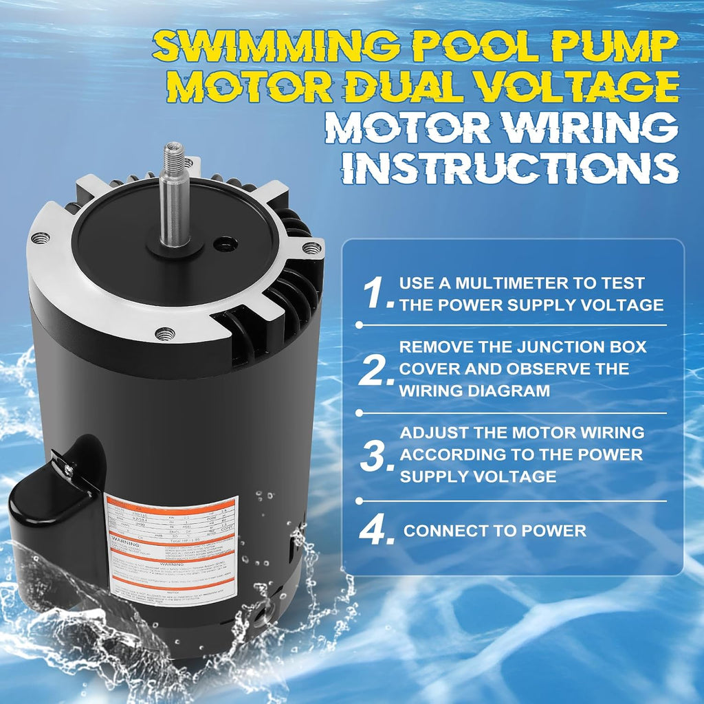 B129 Pool Pump Motor 1.5 HP 56J Frame Fit for Century A.O. Smith 1 Speed