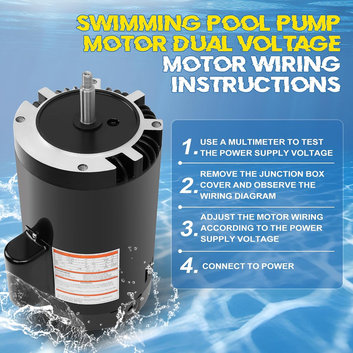 B129 Pool Pump Motor 1.5 HP 56J Frame Fit for Century A.O. Smith 1 Speed