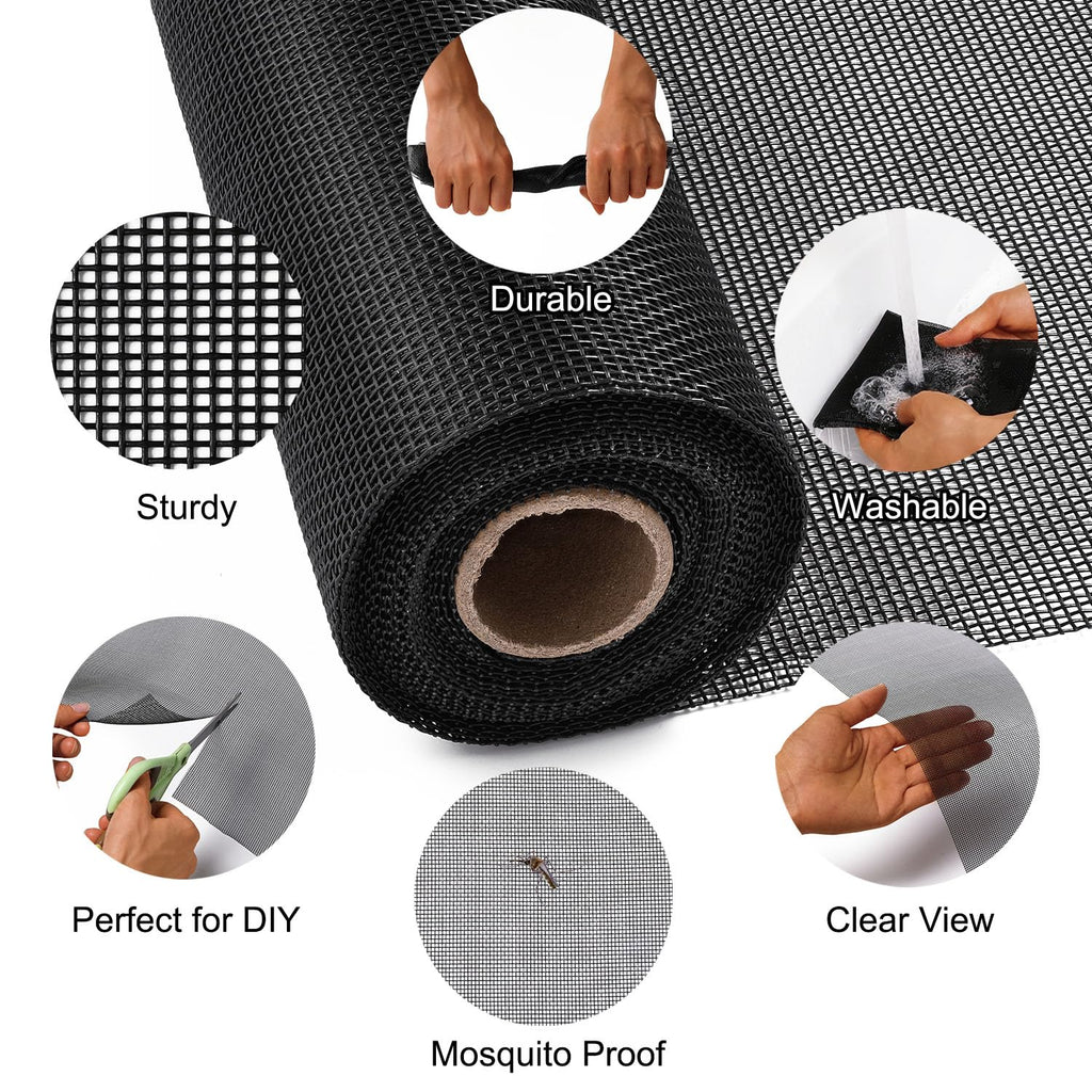 36 x 200 in Pet Window Screen Mesh, Cat Proof Window Screen Replacement, Dog Screen Door Mesh, Screen Mesh Roll