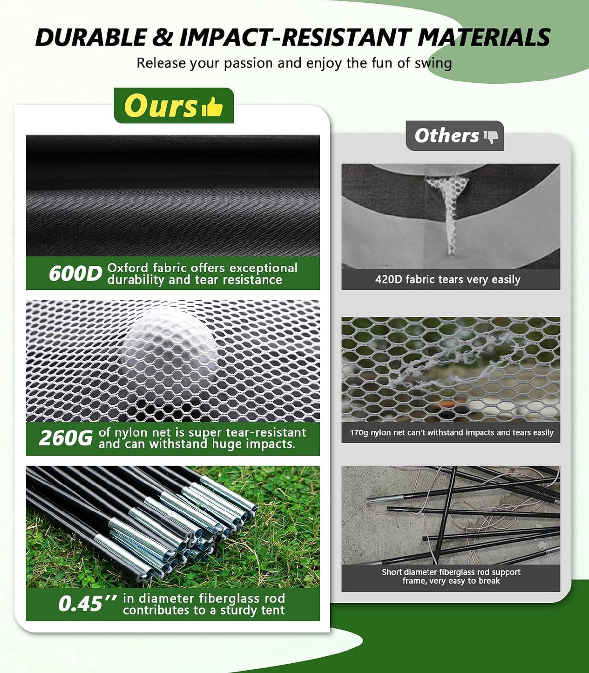 Golf Net, 10 x 7FT Golf Practice Nets for Backyard Driving Hitting Swing Chipping Training with Hitting Mat for