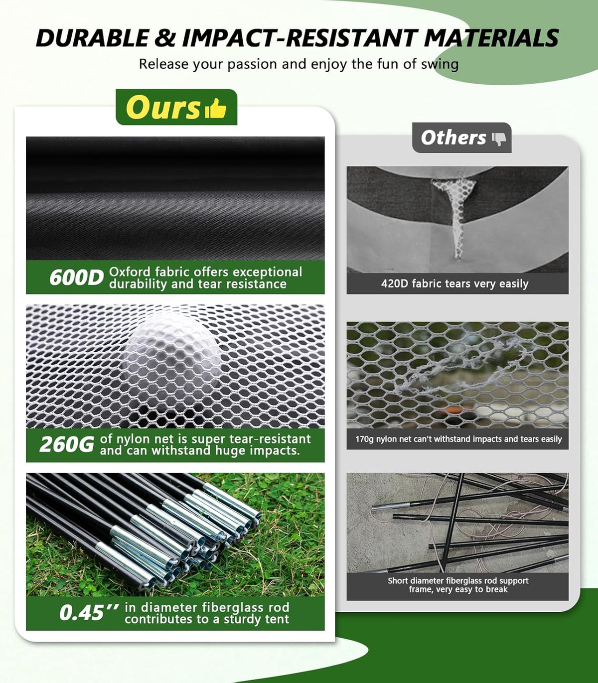 Golf Net: 10 x 7FT Practice Net with Mat for Chipping, Swing, Driving Practice, Nets for Backyard, Indoor & Outdoor