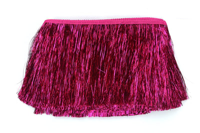 6" Wide Fringe Trim Garland Dance Costume Fringe Trimming Shiny Foil Effect Party Decor (10 Yards, Hot Pink)