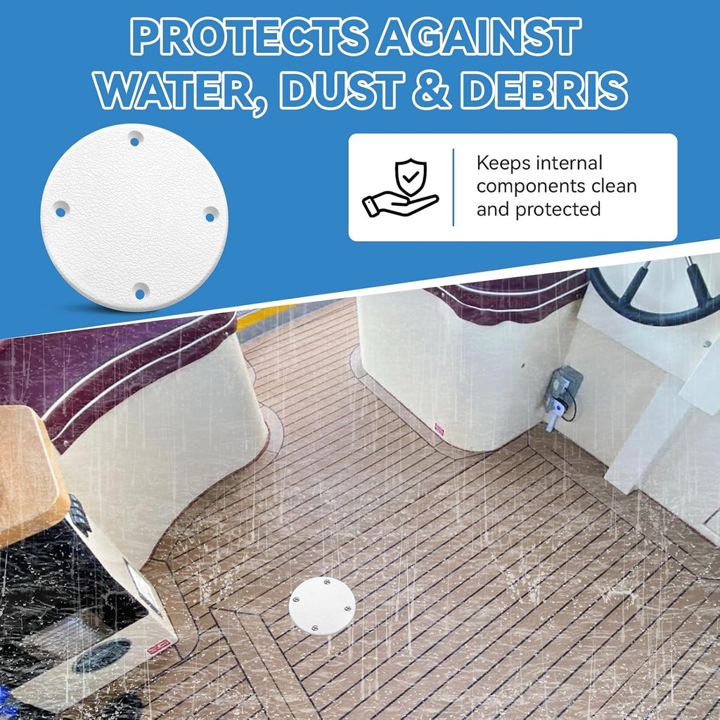 Marine Boat Deck Plate Cover, Round Access Hole Cover 4-1/8 Inch