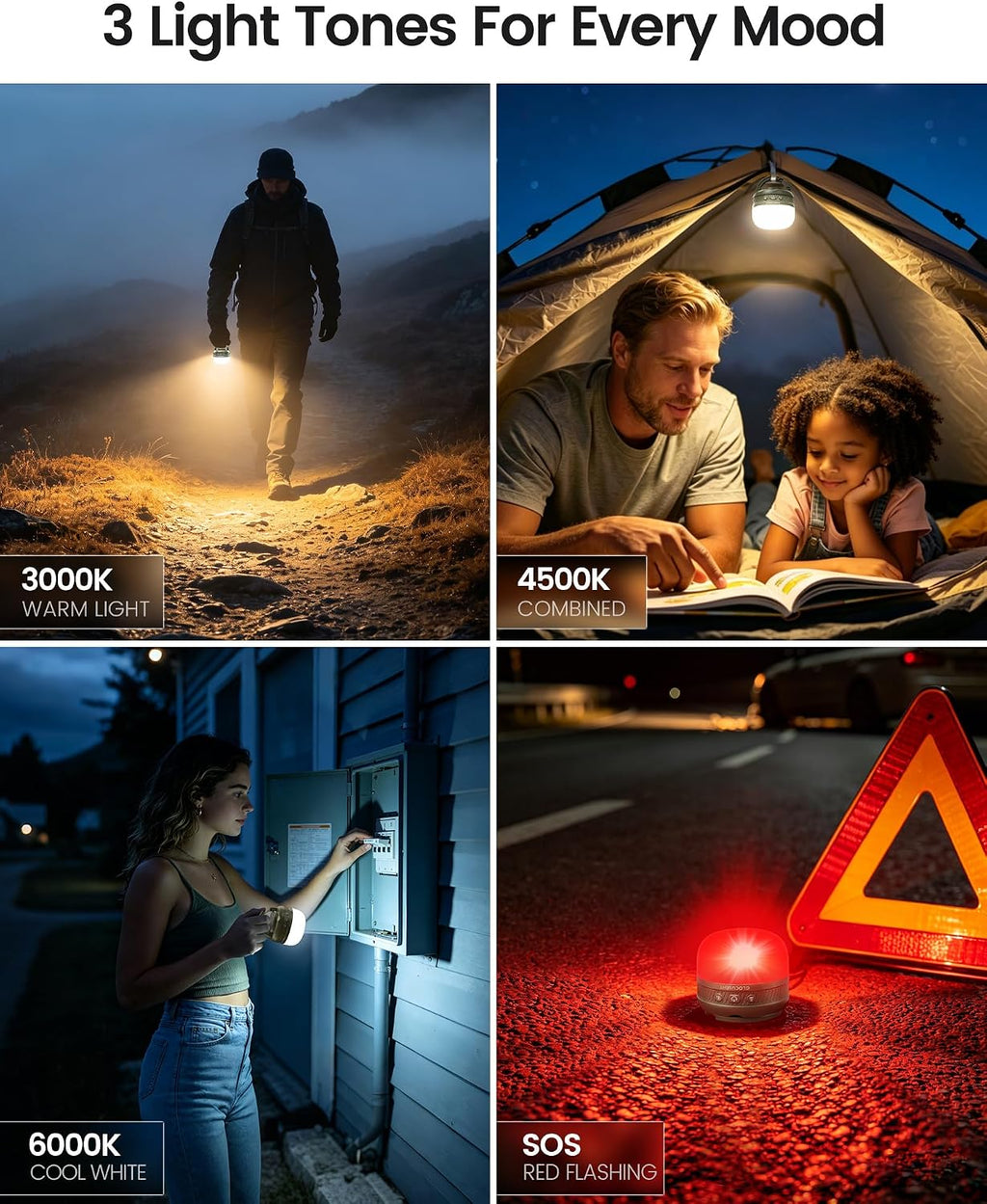 400H Camping Lantern, 5000mAh Rechargeable Lantern, Solar Pocket | Led Camping Lantern with 5 Brightness 3 Modes
