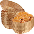 30 Pack Wicker Bread Basket, Handwoven Oval Plastic Basket, Woven Tabletop Fruit Vegetables Food Serving Basket for